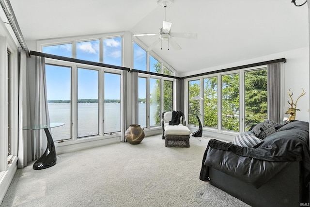 18 Ems T13E Ln, Leesburg, IN 46538 - sunroom featuring carpet floors, a water view, and lofted ceiling