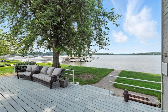 18 Ems T13E Ln, Leesburg, IN 46538 - wooden deck with a water view and a lawn