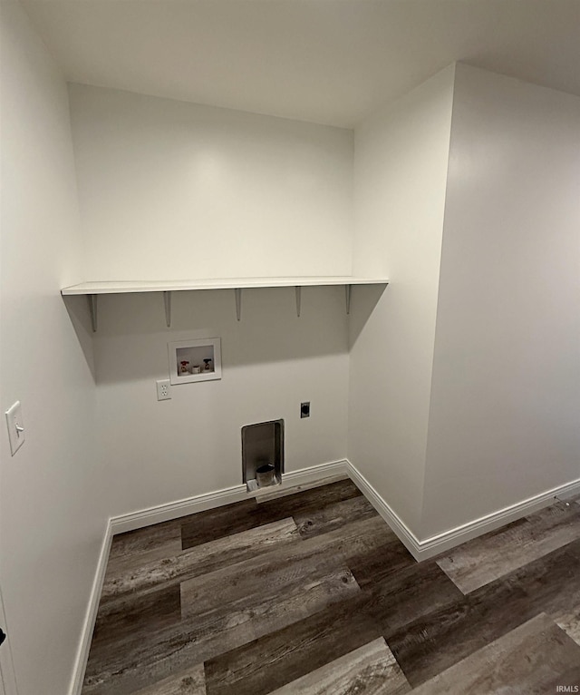 1405 Rosewood Dr, Washington, IN 47501 - laundry room featuring dark wood-type flooring, hookup for a washing machine, and electric dryer hookup