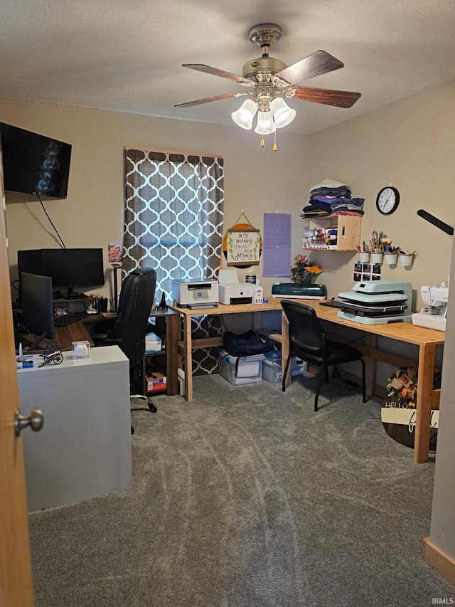 826 SE 2nd St, Washington, IN 47501 - carpeted office space with ceiling fan and a textured ceiling