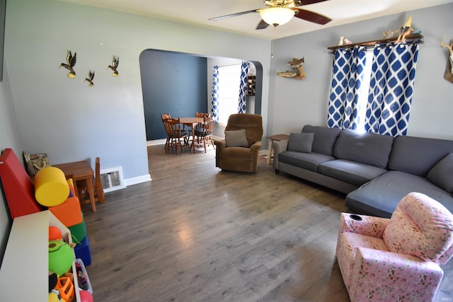 2221 Washington Ave, Evansville, IN 47714 - living area featuring a ceiling fan and wood finished floors