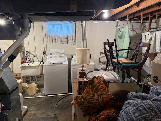 100 S Fairlawn Ave, Evansville, IN 47714 - unfinished basement with washer and dryer and a sink
