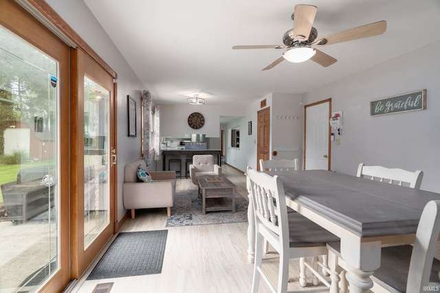 1205 Norma Jean Dr, Lafayette, IN 47909 - dining space with healthy amount of natural light, light wood finished floors, and a ceiling fan