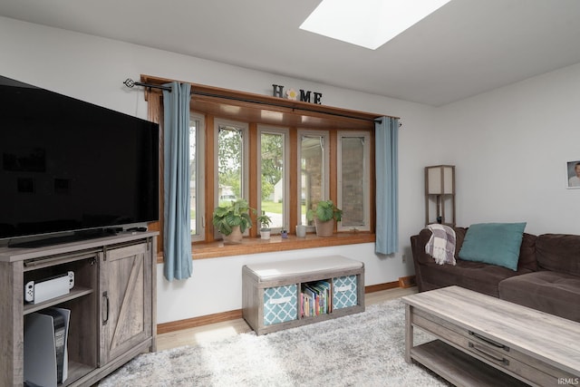 1205 Norma Jean Dr, Lafayette, IN 47909 - living room featuring wood finished floors and a skylight