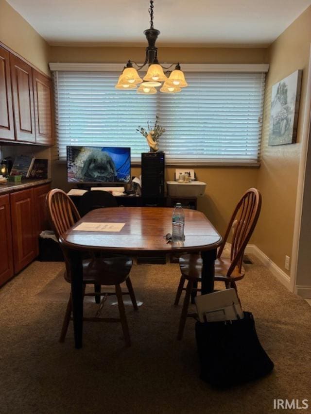 1814 W Kem Rd, Marion, IN 46952 - dining area featuring a chandelier, plenty of natural light, carpet, and an office area