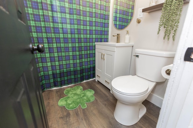 1621 E Madison St, South Bend, IN 46617 - bathroom featuring vanity, wood finished floors, and a shower with shower curtain