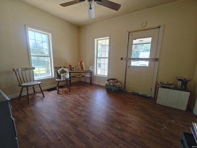 307 W Bender St, Knox, IN 46534 - sitting room with plenty of natural light, a ceiling fan, and dark wood finished floors