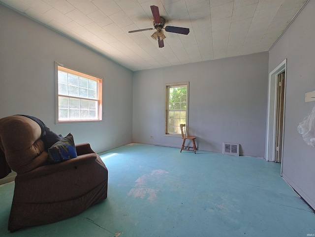 307 W Bender St, Knox, IN 46534 - sitting room with unfinished concrete flooring and a ceiling fan