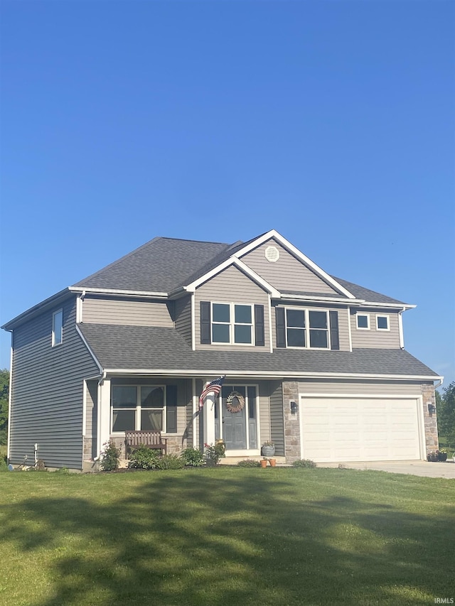 17030 Hand Rd, Huntertown, IN 46748 - view of front of home featuring an attached garage, a front lawn, driveway, and a shingled roof