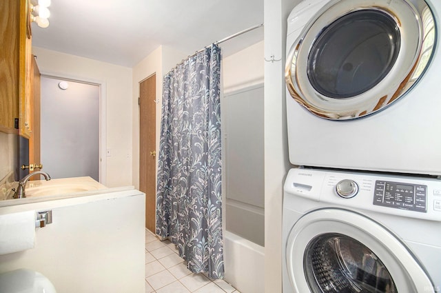 1822 Sherman Ave, South Bend, IN 46616 - washroom with stacked washer / drying machine and light tile patterned floors