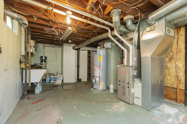 517 S Edison Ave, South Bend, IN 46619 - unfinished basement featuring water heater and a sink