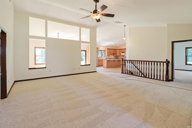 9932 N Meridian Line Rd, West Lafayette, IN 47906 - unfurnished living room featuring light carpet and plenty of natural light