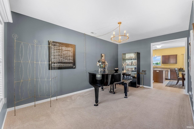 1823 Apopka Way, Fort Wayne, IN 46814 - sitting room featuring a chandelier and light carpet