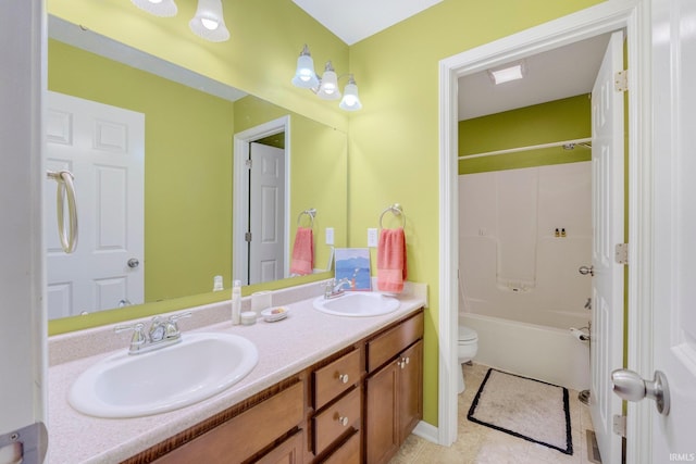 1823 Apopka Way, Fort Wayne, IN 46814 - full bath with double vanity, washtub / shower combination, and tile patterned floors