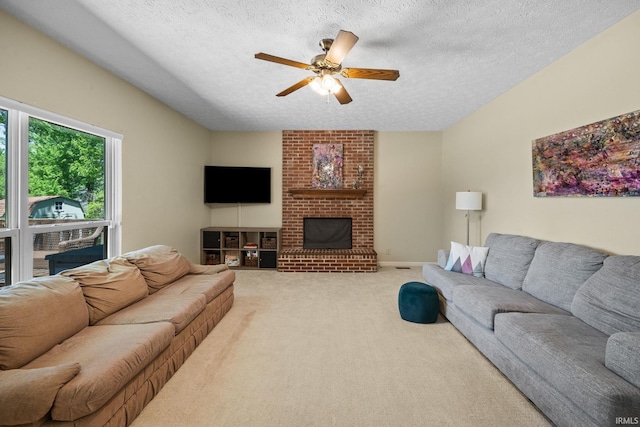 210 N Brookfield Dr, Lafayette, IN 47905 - living area with light carpet, a ceiling fan, and a textured ceiling