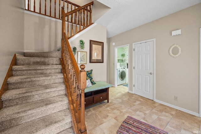 210 N Brookfield Dr, Lafayette, IN 47905 - foyer with washer / clothes dryer and stairs