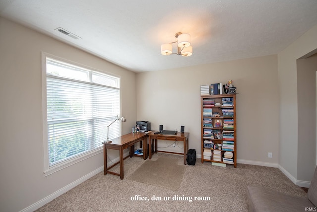 1860 Sandpiper Dr, West Lafayette, IN 47906 - office space with healthy amount of natural light, light colored carpet, and a chandelier