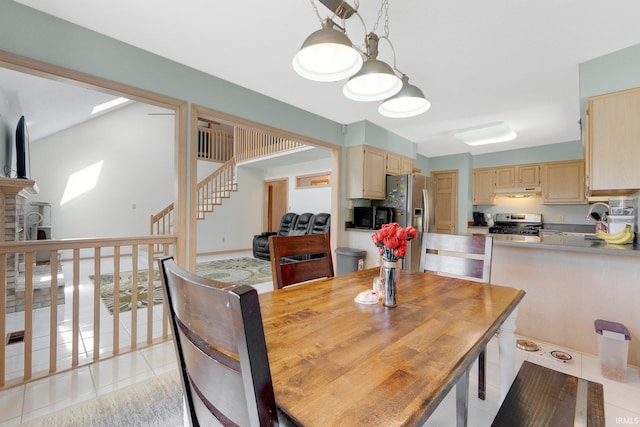 9502 Sail Wind Dr, Fort Wayne, IN 46804 - dining room featuring stairway and light tile patterned floors