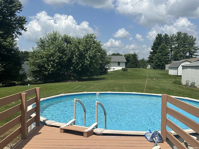 4813 N Old State Road 37, Springville, IN 47462 - outdoor pool with a yard, an outbuilding, and a deck