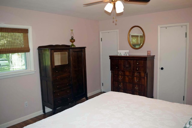 2020 N Red Bank Rd, Evansville, IN 47720 - bedroom with wood finished floors and ceiling fan