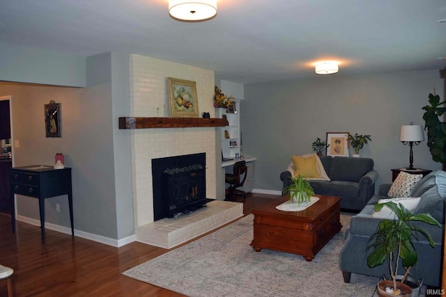 2020 N Red Bank Rd, Evansville, IN 47720 - living area featuring wood finished floors and a brick fireplace