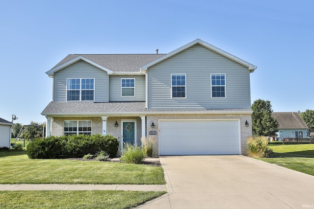 3517 Boulder Pass, Fort Wayne, IN 46818 - traditional home featuring a garage, brick siding, a front lawn, and concrete driveway