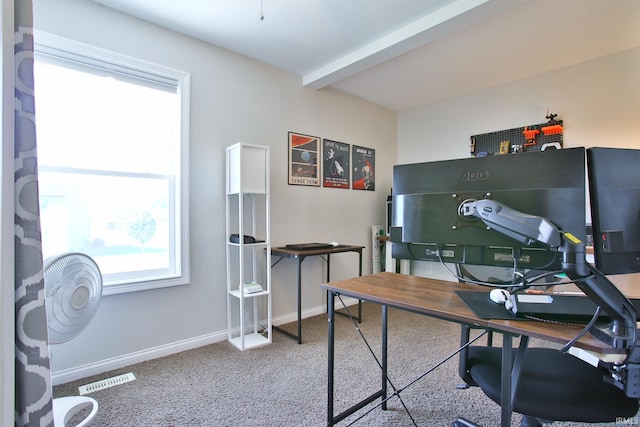 3517 Boulder Pass, Fort Wayne, IN 46818 - office area with carpet flooring and beamed ceiling