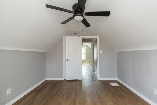 717 S Falcon St, South Bend, IN 46619 - additional living space featuring a ceiling fan, wood finished floors, and vaulted ceiling