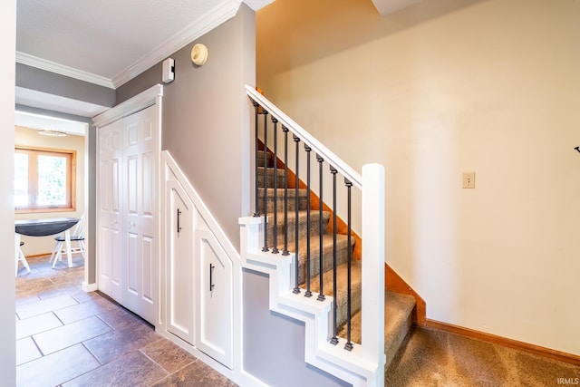 11215 Crested Oak Ct, Fort Wayne, IN 46845 - stairway with ornamental molding and baseboards