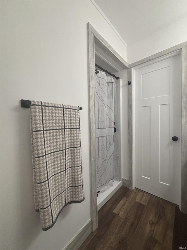 2521 N Red Bank Rd, Evansville, IN 47720 - bathroom with wood finished floors and curtained shower