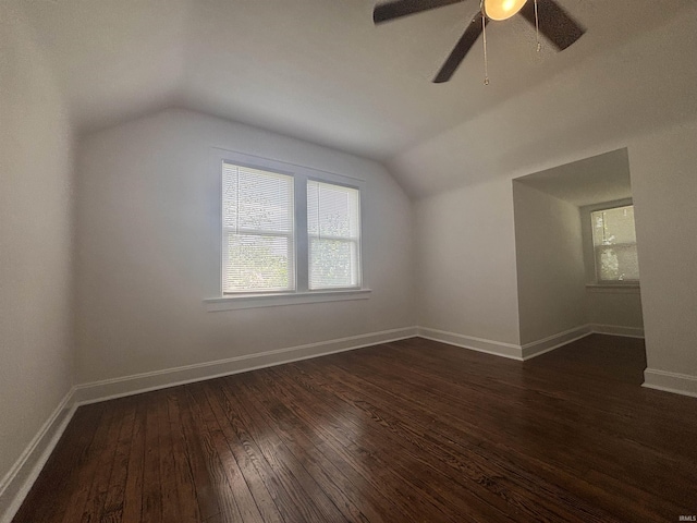 2521 N Red Bank Rd, Evansville, IN 47720 - bonus room featuring vaulted ceiling, dark wood-type flooring, and a ceiling fan