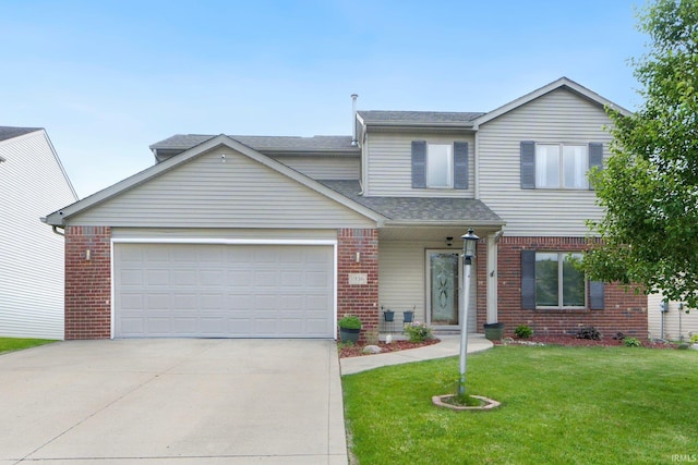 1936 Mark Anthony Xing, Fort Wayne, IN 46818 - traditional-style home featuring brick siding, driveway, a front yard, and a garage