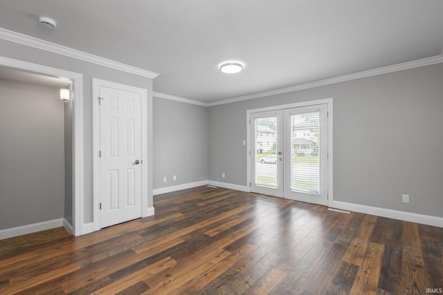 483 N Eddy St Lot # 32, South Bend, IN 46617 - spare room with french doors, dark wood-type flooring, crown molding, and a smoke detector