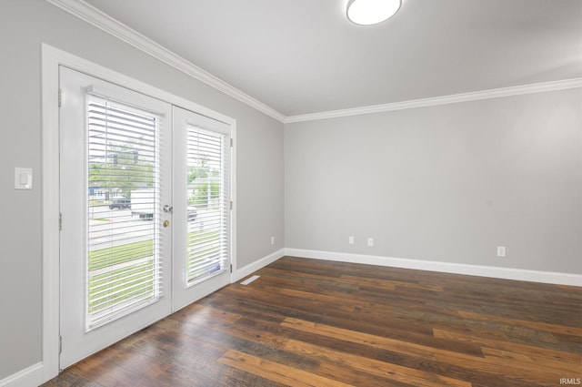 483 N Eddy St Lot # 32, South Bend, IN 46617 - spare room featuring french doors, ornamental molding, and dark wood finished floors
