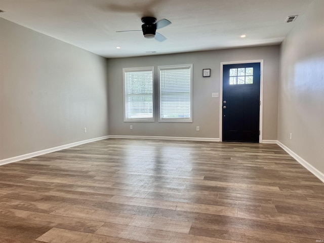 391 Hel Mar Dr, Mitchell, IN 47446 - entryway with wood finished floors, ceiling fan, and recessed lighting