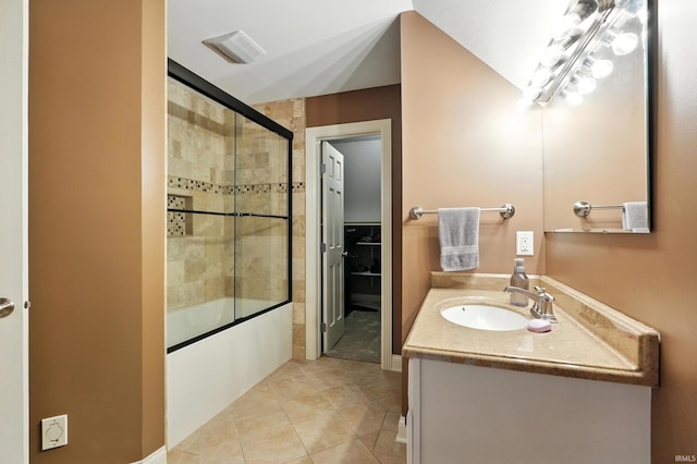 17325 N State Road 1st Rd, Spencerville, IN 46788 - full bath with vanity, bath / shower combo with glass door, and tile patterned floors