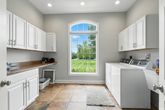 17325 N State Road 1st Rd, Spencerville, IN 46788 - laundry area with cabinet space, washer and dryer, and recessed lighting