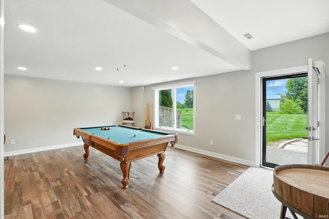 17325 N State Road 1st Rd, Spencerville, IN 46788 - game room with plenty of natural light, pool table, wood finished floors, and recessed lighting