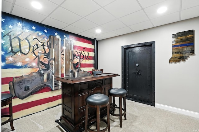 17325 N State Road 1st Rd, Spencerville, IN 46788 - indoor dry bar featuring light carpet, a paneled ceiling, and recessed lighting