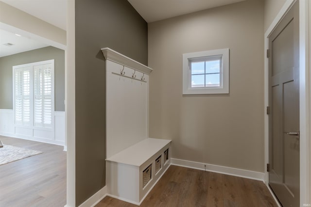 2843 Alex Ct, Newburgh, IN 47630 - mudroom featuring wood finished floors and wainscoting