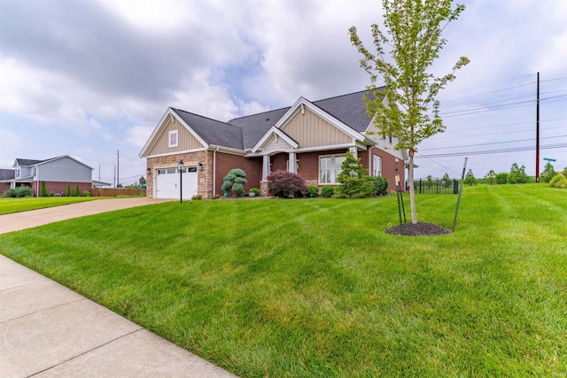 2843 Alex Ct, Newburgh, IN 47630 - craftsman-style house with concrete driveway, brick siding, a front lawn, and board and batten siding