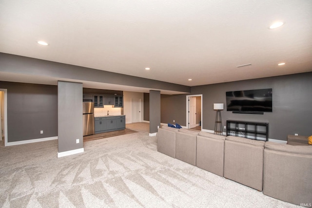 5358 Maize Dr, West Lafayette, IN 47906 - living area featuring light carpet and recessed lighting
