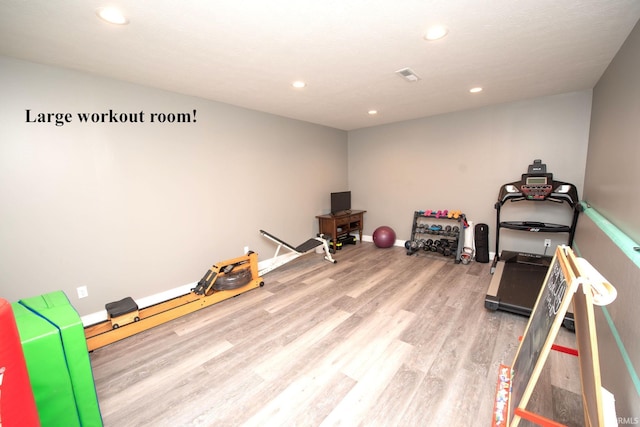 5358 Maize Dr, West Lafayette, IN 47906 - exercise room featuring wood finished floors and recessed lighting