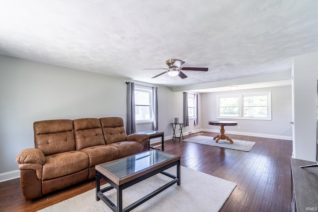 6321 Butt Rd, Fort Wayne, IN 46818 - living area featuring a ceiling fan, healthy amount of natural light, and dark wood-type flooring