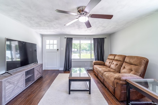 6321 Butt Rd, Fort Wayne, IN 46818 - living room featuring dark wood-style flooring and a ceiling fan