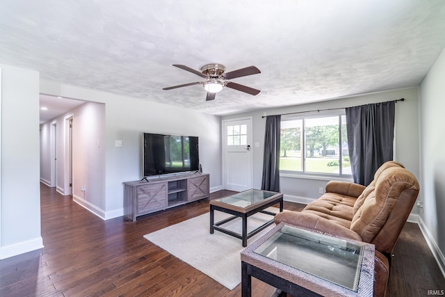 6321 Butt Rd, Fort Wayne, IN 46818 - living room featuring dark wood-type flooring and a ceiling fan