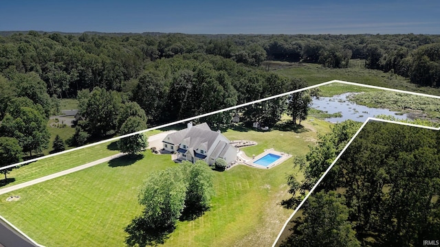 8196 E Walnut Rdg, New Carlisle, IN 46552 - aerial view of property and surrounding area featuring a heavily wooded area and property boundaries highlighted
