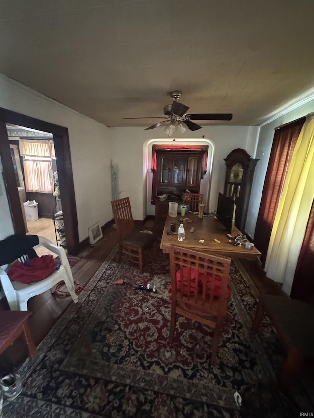 527 E Leith St, Fort Wayne, IN 46806 - living area with ceiling fan and wood finished floors