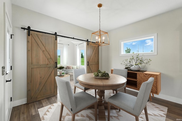 1381 Codorna Cv, Fort Wayne, IN 46804 - dining room featuring a barn door, plenty of natural light, and wood finished floors