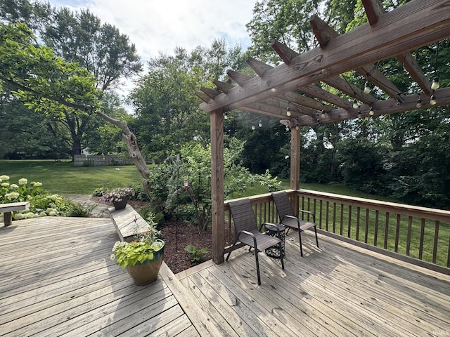 1896 N Michael Dr, Marion, IN 46952 - deck with a pergola, a yard, and view of scattered trees